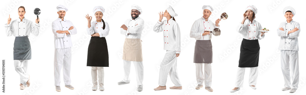 Set of different chefs on white background Set of different chefs on white background