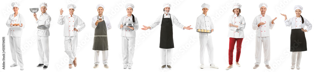 Set of different chefs on white background Set of different chefs on white background