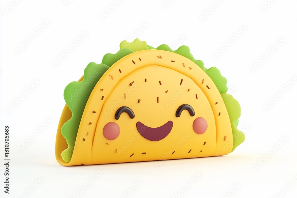 Happy cartoon taco with lettuce. (2)