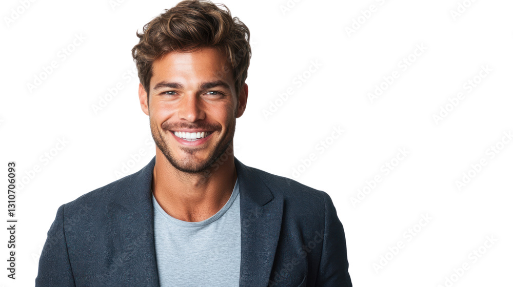 Confident young man smiling, wearing a blazer on a white isolate background. Confident young man smiling, wearing a blazer on a white isolate background.