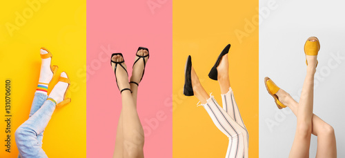 Set of women's legs in diff...