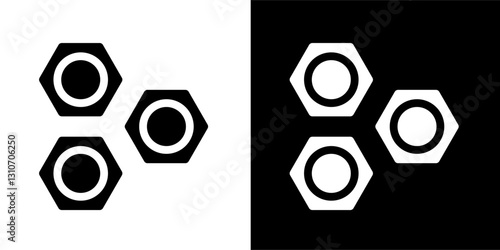 metal nuts line and glyph icon, outline and glyph vector sign, linear and glyph style pictogram isolated on white and black. labour symbol, logo, icon, illustration
