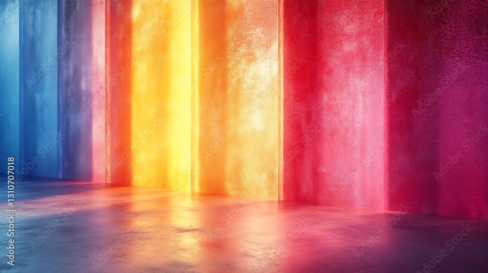 Vibrant rainbow hues illuminate textured walls creating a bold colorful backdrop. AI Generated Vibrant rainbow hues illuminate textured walls creating a bold colorful backdrop. AI Generated