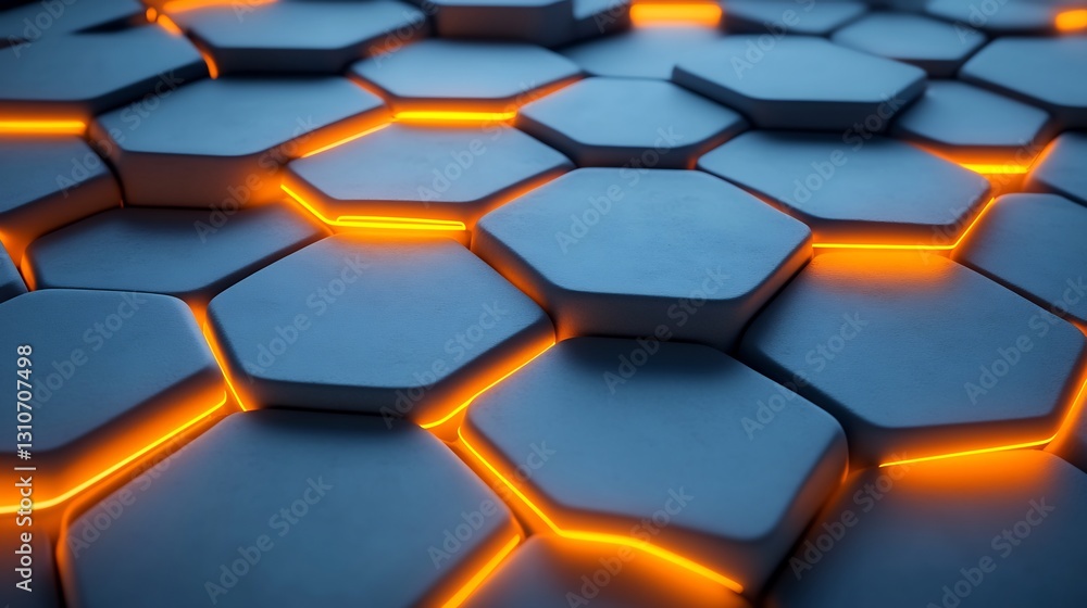 Abstract Hexagon Pattern Glowing Bright Orange. AI Generated Abstract Hexagon Pattern Glowing Bright Orange. AI Generated