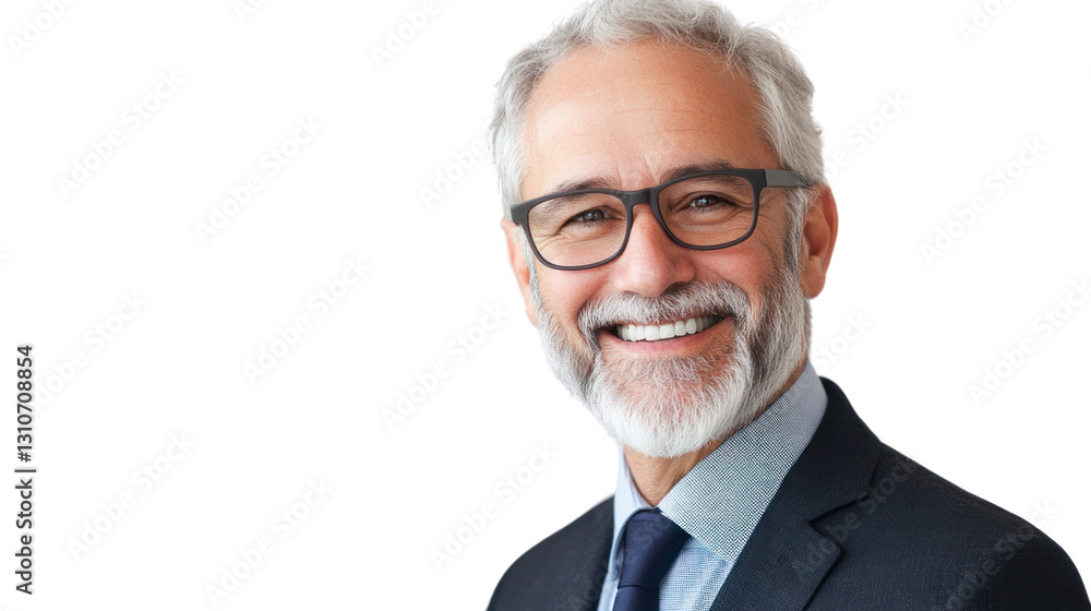 Smiling senior businessman wearing glasses in suit, isolated on white background. Smiling senior businessman wearing glasses in suit, isolated on white background.