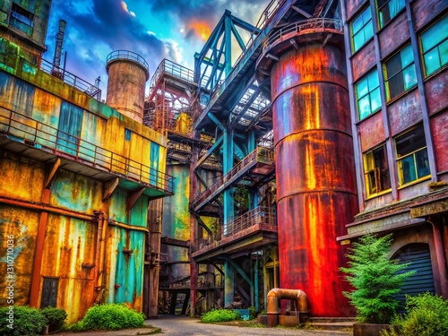 Modern Labor Day Organic Shapes: Urban Exploration Stock Photo