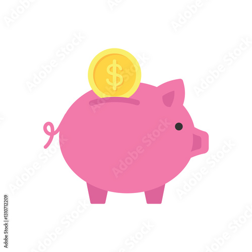 piggybank savings flat design icon
