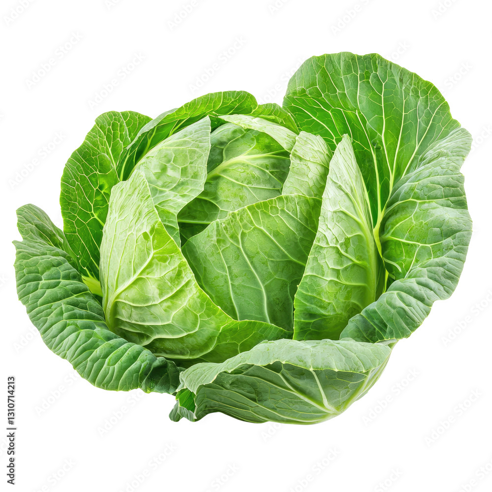 Obraz premium Fresh Green Cabbage with Crisp Leaves Ideal for Healthy Cooking and Salads
