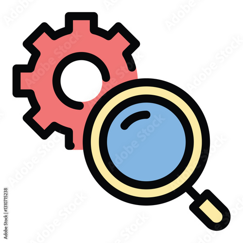 Research icon in flat line style representing analysis investigation and discovery ideal for science education and academic concepts.