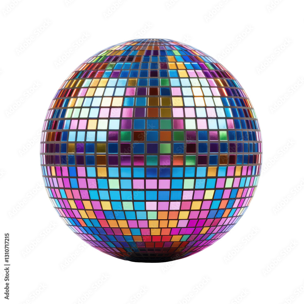 A unique multicolored disco ball on transparent background A unique multicolored disco ball on transparent background