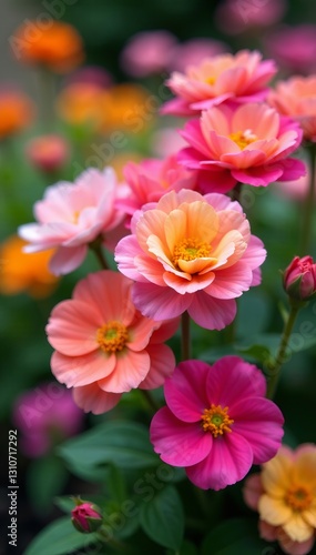 Wallpaper Mural Close up of a variety of multicolored blossoms blooming in a beautiful garden setting, beauty, background, summer Torontodigital.ca
