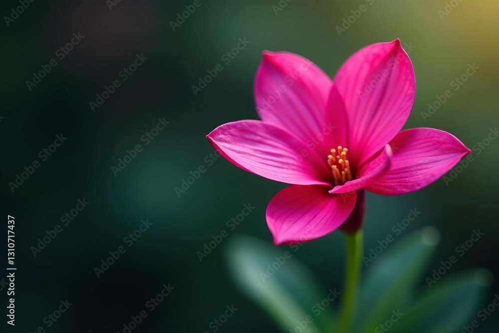 Close-up of a single fuchsia bloom with bright pink color on see-through surface, bloom, single, color Close-up of a single fuchsia bloom with bright pink color on see-through surface, bloom, single, color