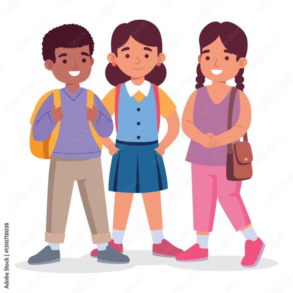 Diverse Students Walking Together Icon Diverse Students Walking Together Icon