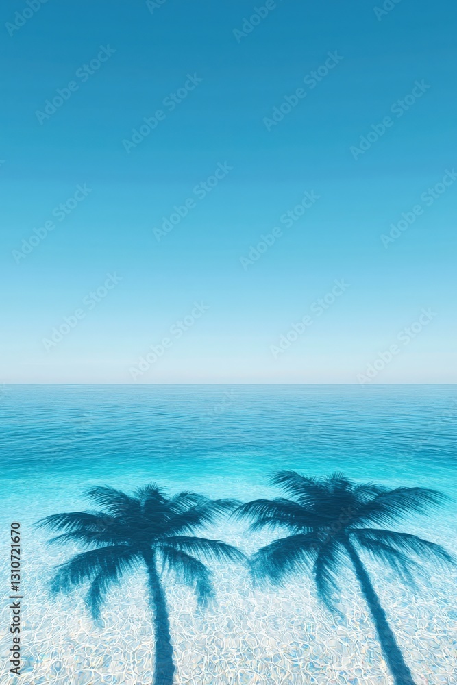 Fototapeta premium Palm tree shadows dancing across a serene beachscape
