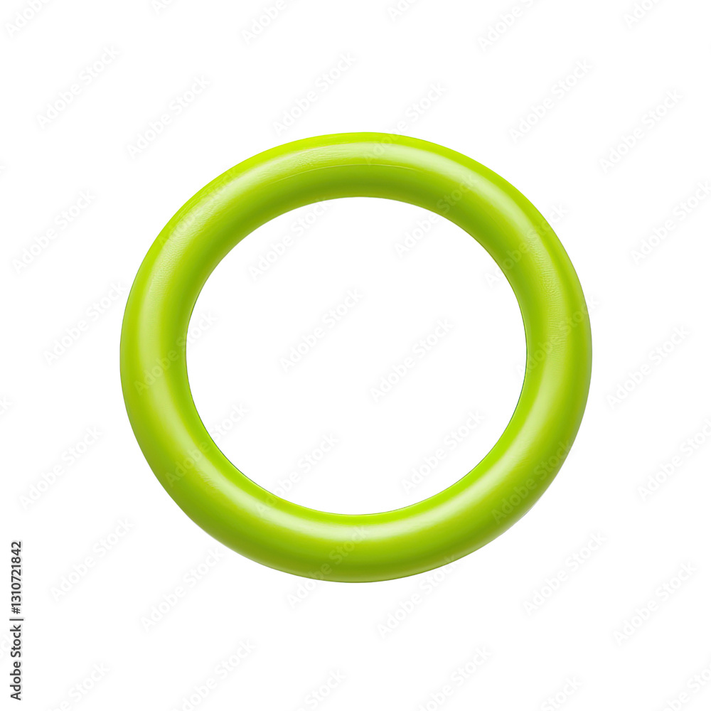 Bright Green Rubber Ring Against a White Background for Fun and Playful Activities in Various Settings Bright Green Rubber Ring Against a White Background for Fun and Playful Activities in Various Settings
