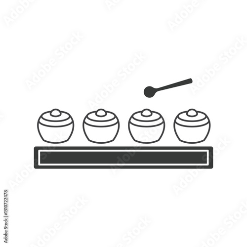 four gongs with a mallet