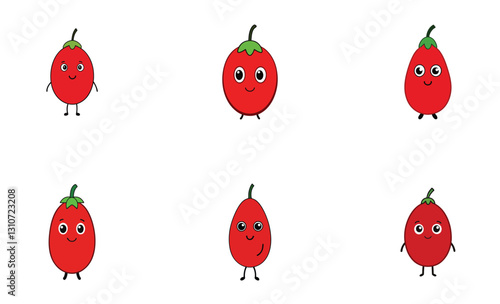 Cute goji berry cartoon vector