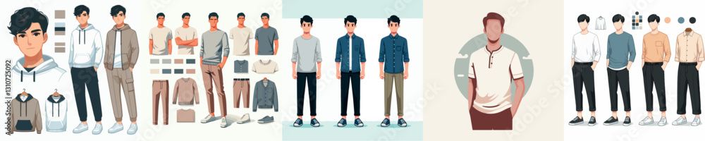 Set of vector images of men wearing casual clothes Set of vector images of men wearing casual clothes