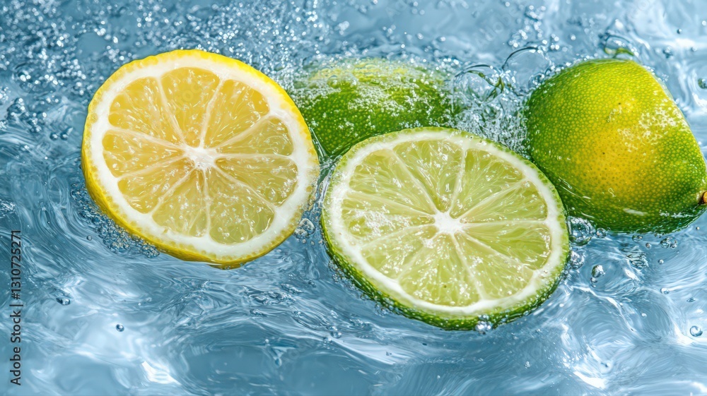 Refreshing Citrus Fruits in Icy Water Refreshing Citrus Fruits in Icy Water