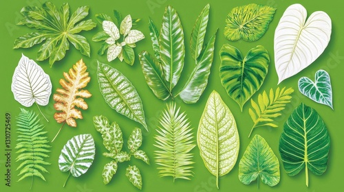 Lush Tropical Foliage  AI Generated Monstera  Palm  Fern Leaves