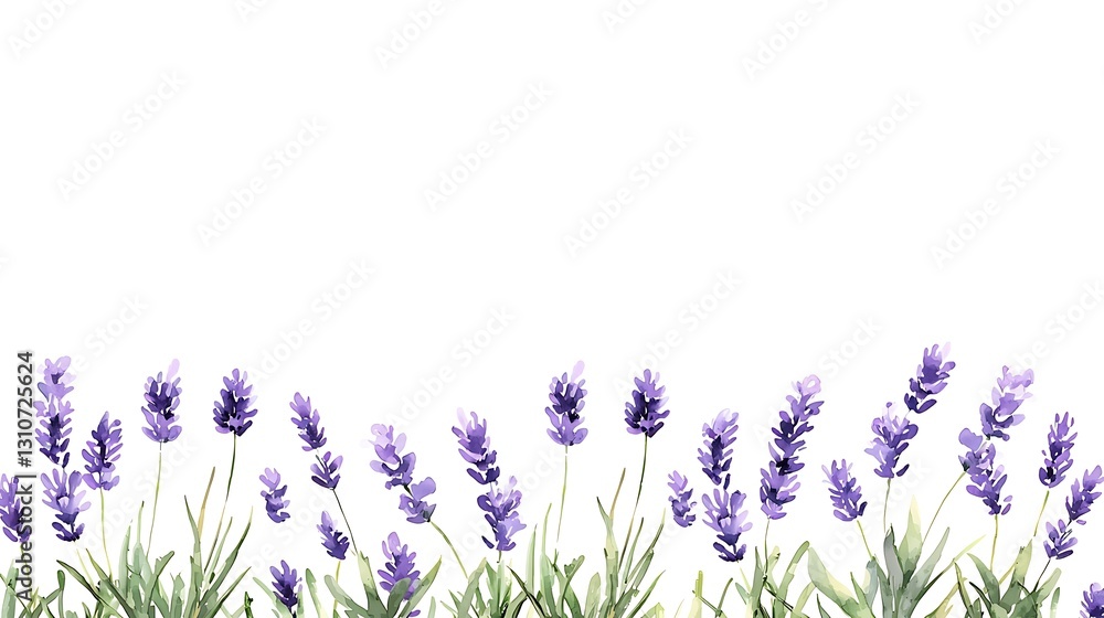 Naklejka premium Nature-inspired lavender flowers watercolor style serene environment floral beauty