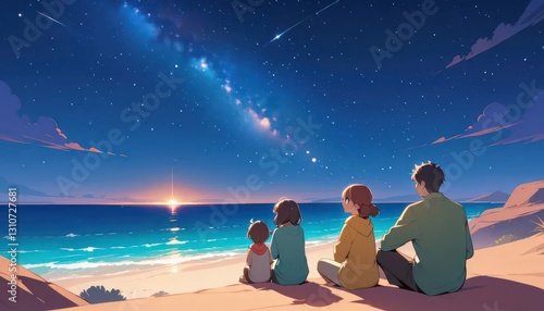 Family Stargazing by the Ocean: A Serene Night at the Beach