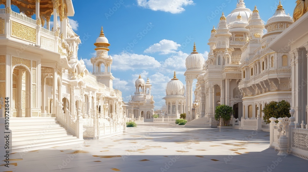 Fototapeta premium Majestic White Architecture with Ornate Details Under Bright Sky