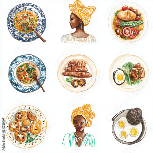 food, africanfood, pizza, vector, icon, illustration, cake, cartoon, set, healthy, restaurant, vegetables, symbol, cheese, design, meat, collection, delicious, eating, meal, chicken, cooking, cuisine,