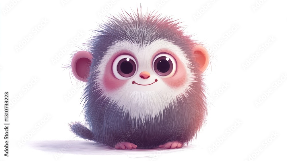 A cute fuzzy creature with big eyes and a sweet smile A cute fuzzy creature with big eyes and a sweet smile