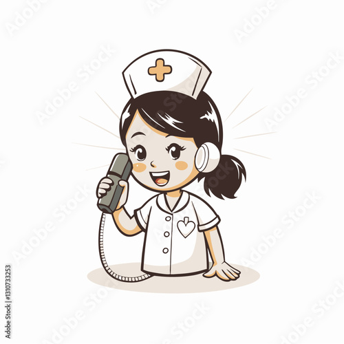 Nurse smiling while talking on the phone, hospital registry office, hospital admission department