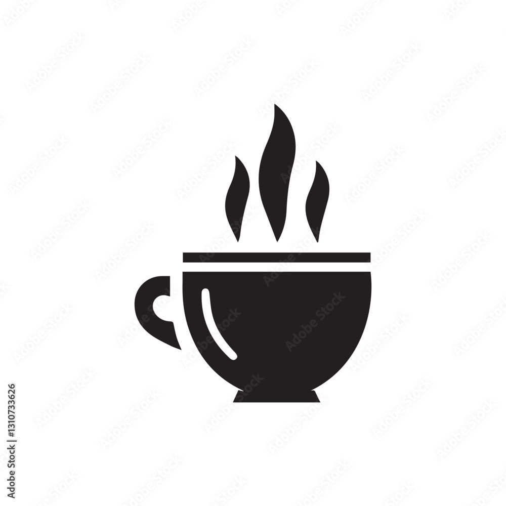 A vector silhouette minimalist design, a full black image of a Coffee cup vector with a white background A vector silhouette minimalist design, a full black image of a Coffee cup vector with a white background