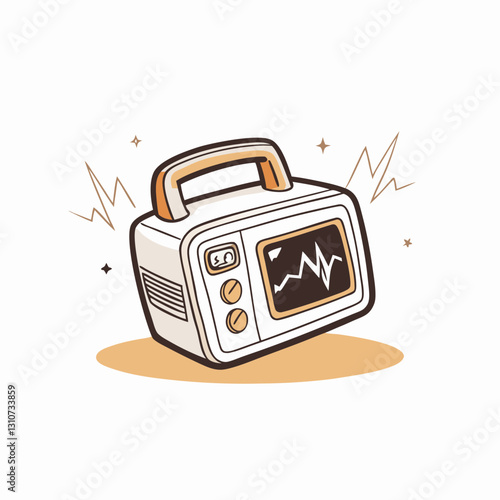Vintage-style analog radio with sound waves on a simple background
