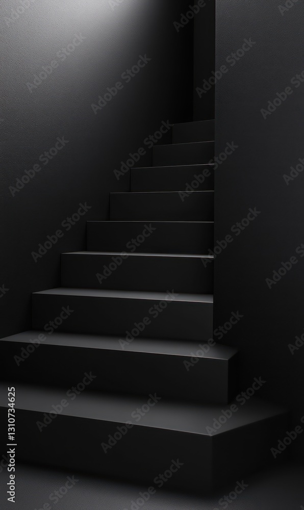 Obraz premium Dark staircase, interior, minimalist design, background shadow, product display