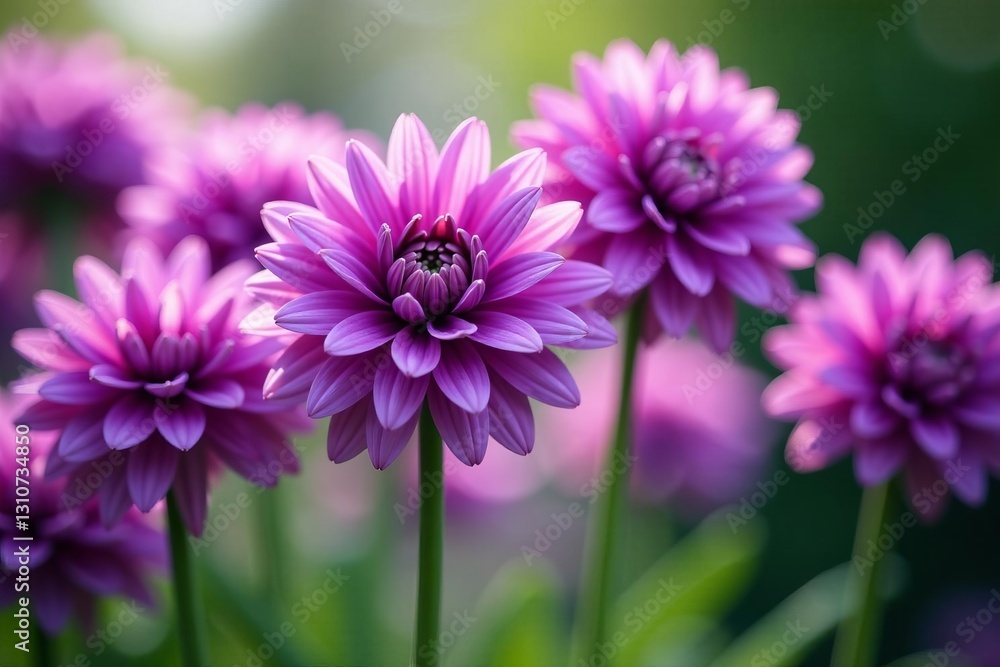 Fototapeta premium Close-up shot of vibrant purple allium flowers in abstract formation, formation, allium, vibrant