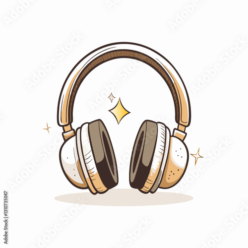 Stylized headphones with shiny accents, the concept of selling audio equipment