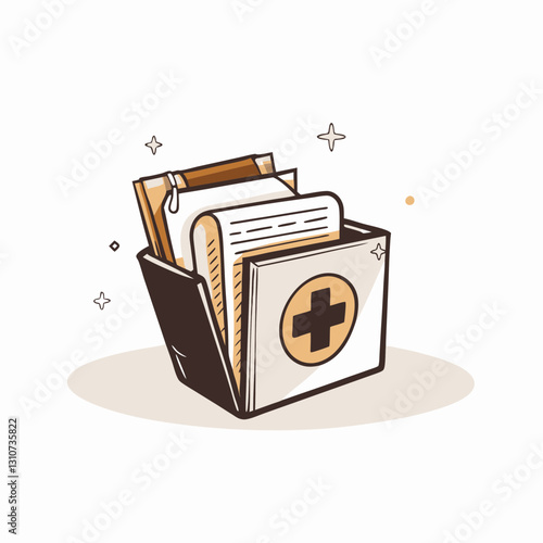 Medical file organizer with documents, the concept of the patient's medical record, medical history collection 
