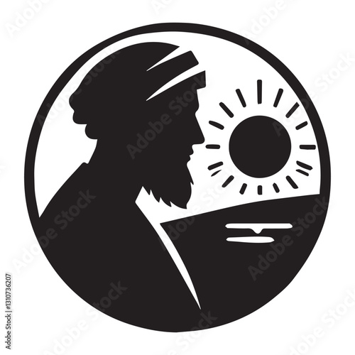 A vector silhouette minimalist design, a full black image of a Sezer vector with a white background