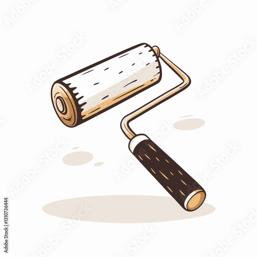 Paint roller illustration on white background, home renovation concept, repair services, sale of finishing materials