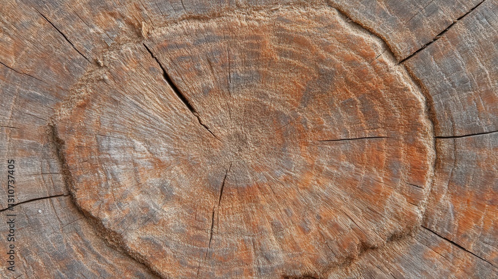 Naklejka premium Weathered Wood Cross Section Texture Brown Gray Tones