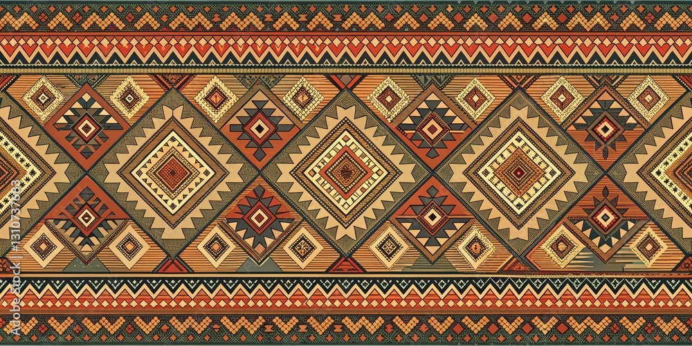 Earthy tone tribal pattern with intricate geometric shapes and natural motifs on a vertical background , vertical background, texture Earthy tone tribal pattern with intricate geometric shapes and natural motifs on a vertical background , vertical background, texture