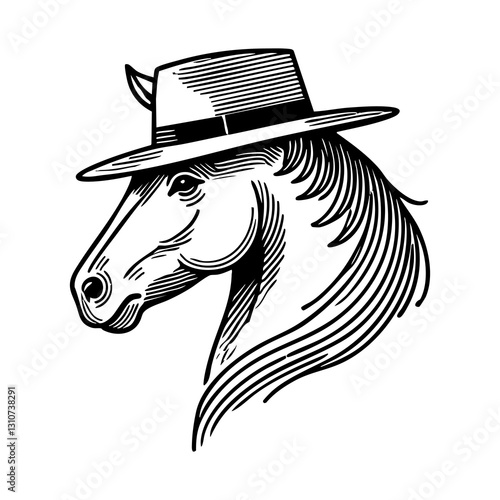Animal Line Art Illustration of Horse