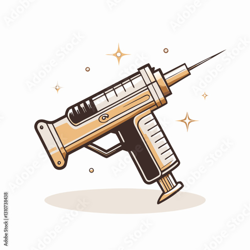 Syringe gun illustration with sparkles, Vaccination time, flu vaccination,