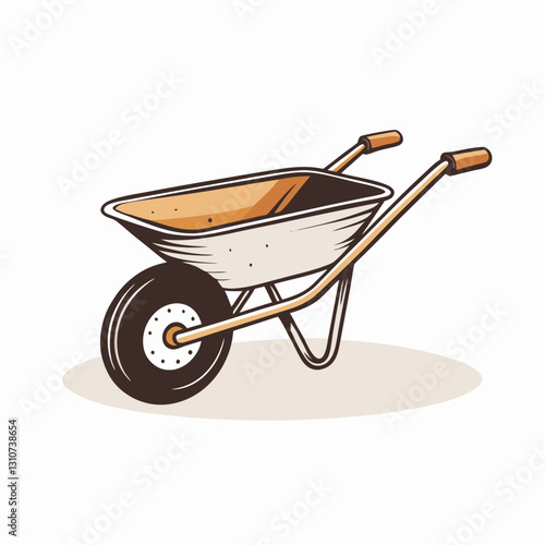 Wheelbarrow illustration in a minimalist style, garden wheelbarrow, gardening, garden and vegetable garden maintenance