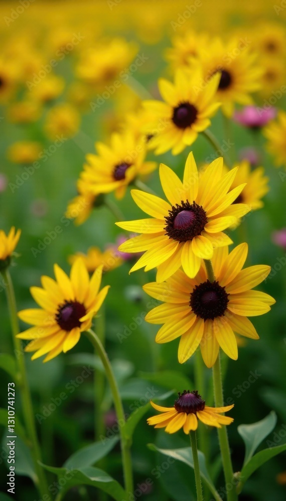 Yellow and pink sunflowers in a field of green grass, fuzzy sunflower fields, vibrant landscape, soft focus Yellow and pink sunflowers in a field of green grass, fuzzy sunflower fields, vibrant landscape, soft focus