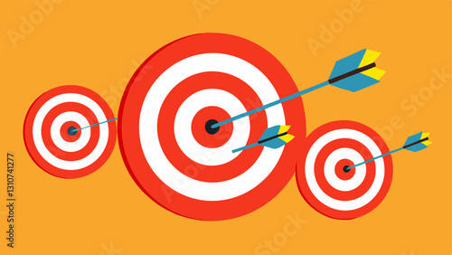 Target Board A dartboard with darts hitting various targets where each target is a goal. The illustration emphasizes the importance of aiming for specific goals to achieve success.