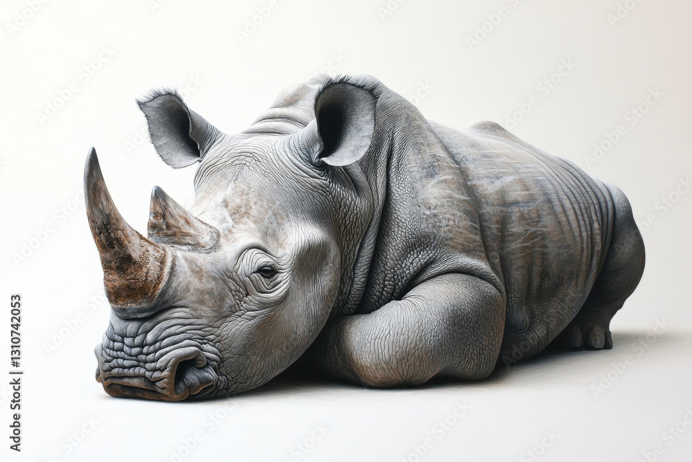 Naklejka premium Majestic Rhino: A Study in Grey