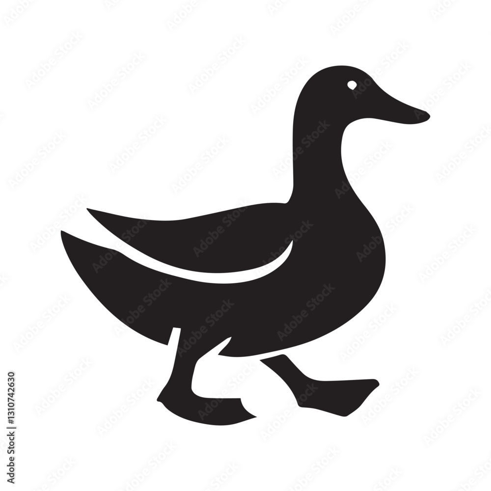 A vector silhouette minimalist design, a full black image of a Duck vector with a white background A vector silhouette minimalist design, a full black image of a Duck vector with a white background