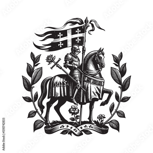 Saint Joan of Arc, Depicted in armor and banner