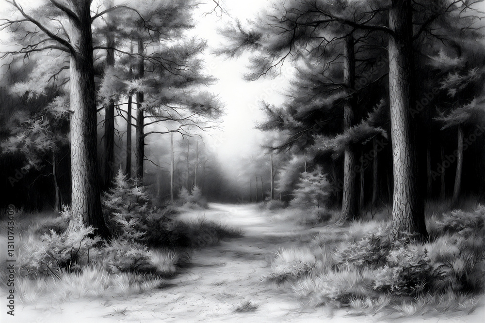 Obraz premium forest scenes: drawing the depth and mystery of forests discover techniqu