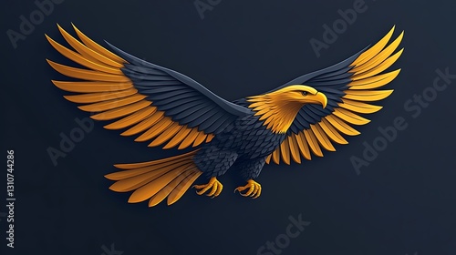Minimal eagle logo with wings spread in flight high resolution photo